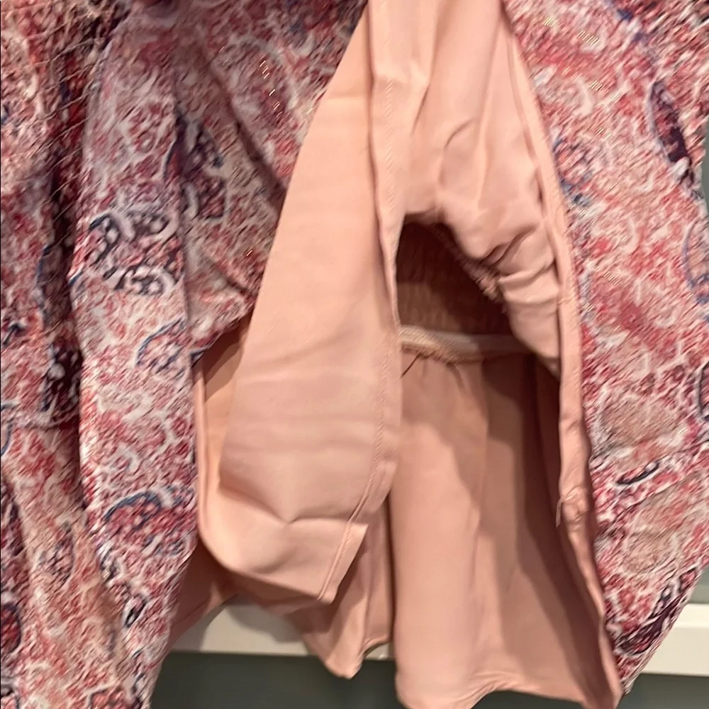 AQUA Pink Lined Patterned Ruffled Dress, Fairy Boho Peasant Dress, NWT